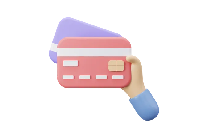 Carrinho de crédito online com a mão  3D Icon