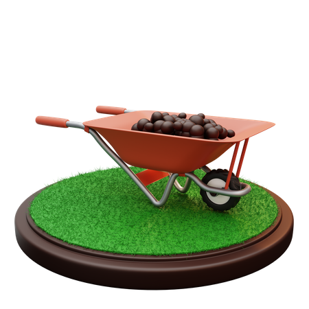 Carrinho de mão agrícola  3D Illustration