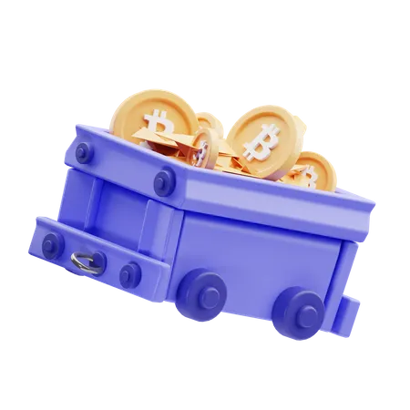 Carrinho de mina bitcoin  3D Illustration