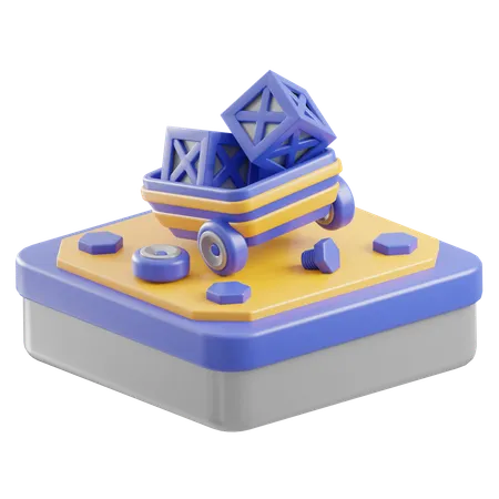 Carrinho de mineração  3D Icon