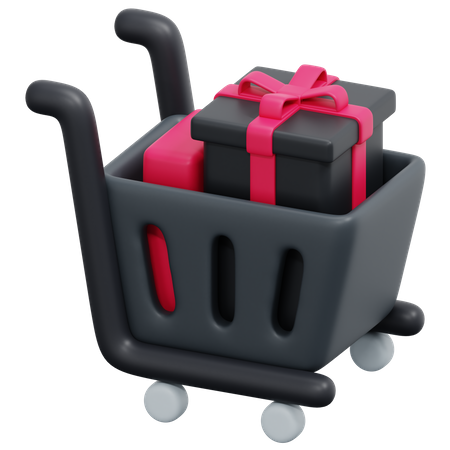 Carrinho de compras de presentes  3D Icon