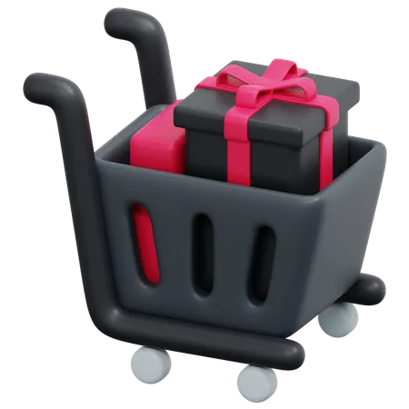 Carrinho de compras de presentes  3D Icon