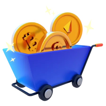 Carro bitcoin  3D Icon