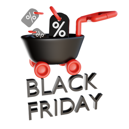 Carrito de viernes negro  3D Illustration