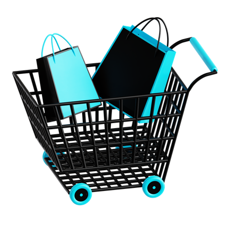 Carro con bolsas de compras  3D Icon