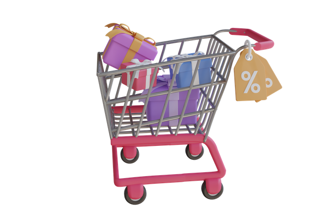 Carrito de compras con regalo  3D Icon