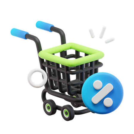 Descuento en carrito de compras  3D Icon