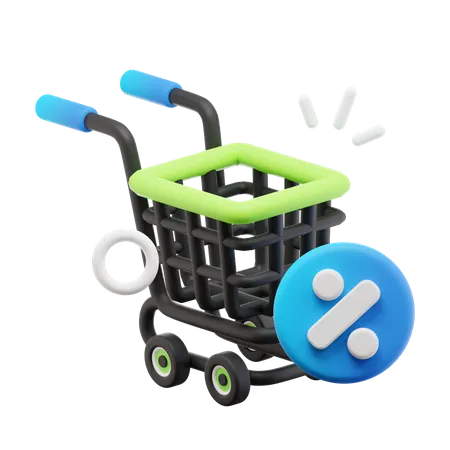 Descuento en carrito de compras  3D Icon