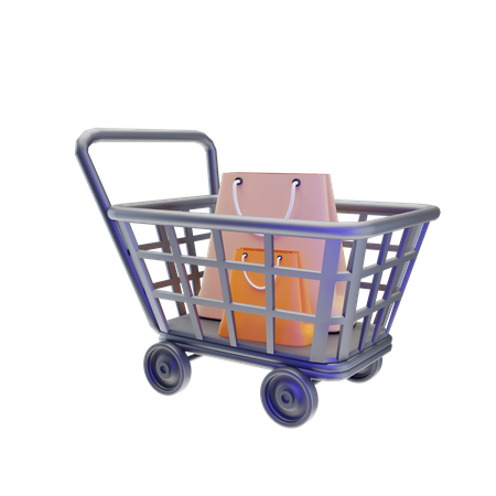 Carrito de compras y bolsa  3D Icon