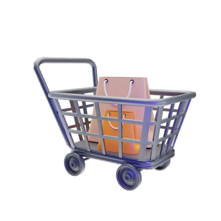 Carrito de compras y bolsa  3D Icon