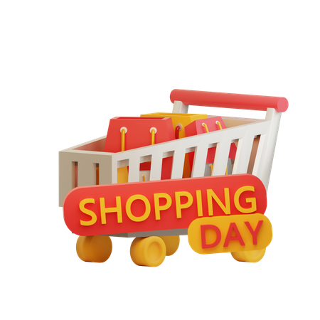 Carrito de compras y bolsas  3D Illustration