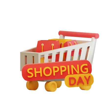 Carrito de compras y bolsas  3D Illustration