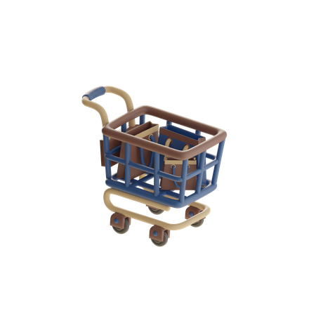 Carrito de compras con bolsa de compras  3D Icon