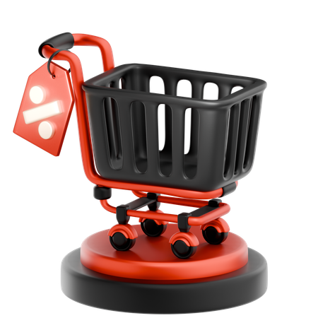 Carrito de compras con descuento  3D Icon