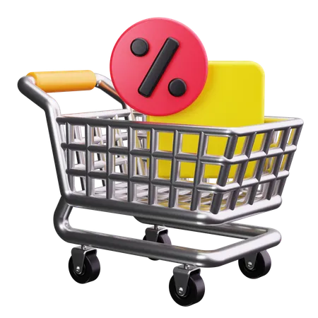 Carrito de compras con etiqueta de descuento  3D Icon