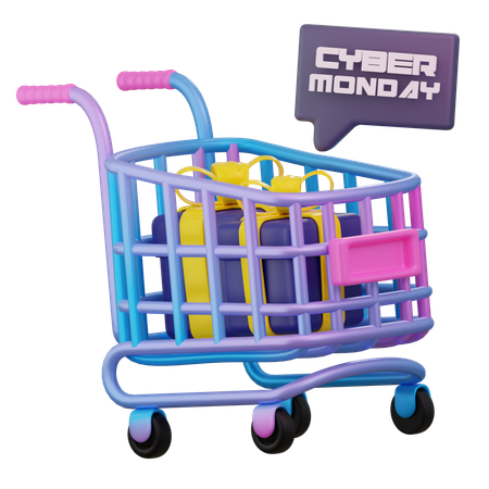 Carrito de compras del lunes cibernético  3D Icon