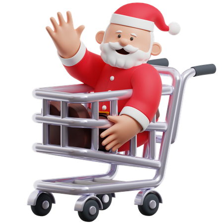 Carrito de compras de santa claus  3D Illustration