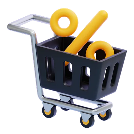 Descuento en carrito de compras  3D Icon