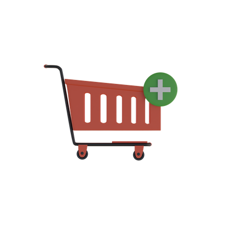 Carrito de compras e ícono más  3D Icon
