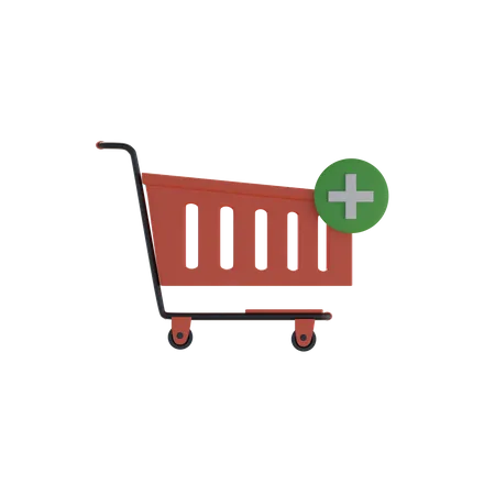 Carrito de compras e ícono más  3D Icon