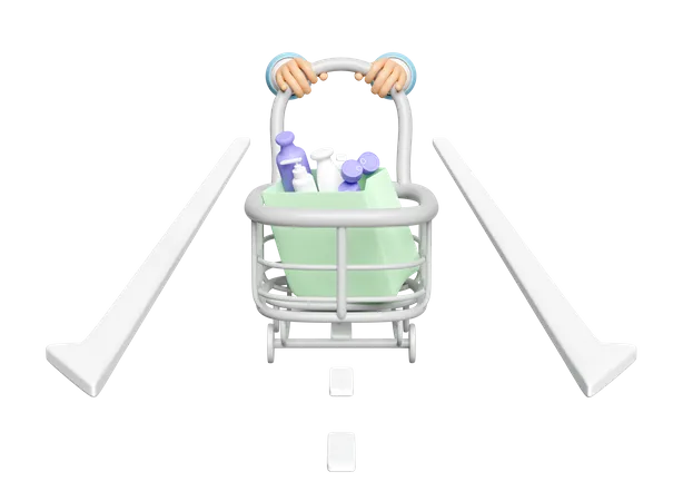 Mano empujando el carrito de compras  3D Icon