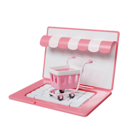 Carrito de compras en línea  3D Icon