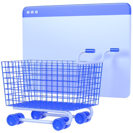 Carrito de compras en línea 3D Icon