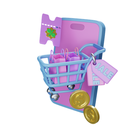 Carrito de compras en línea  3D Icon