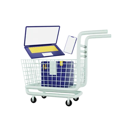 Carrito de compras lleno  3D Illustration