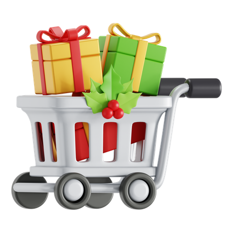 Carrito de compras navideño  3D Icon