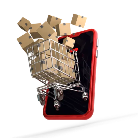 Carrito de compras en línea  3D Illustration