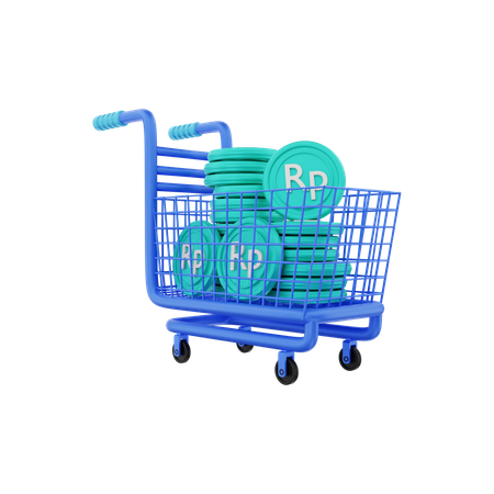 Carro de compras rupias  3D Illustration