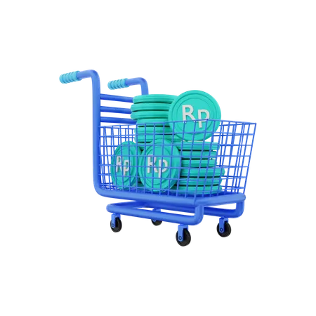 Carro de compras rupias  3D Illustration