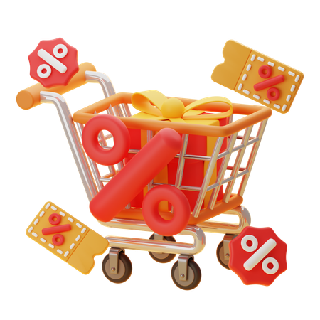 Carrito de descuento  3D Icon