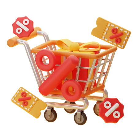 Carrito de descuento  3D Icon