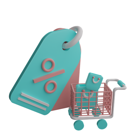 Carrito de descuento  3D Illustration