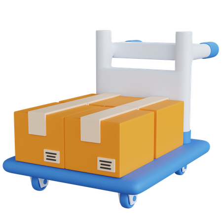 Carro con cuatro cajas de entrega  3D Icon