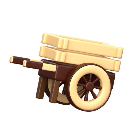 Carro de madera  3D Icon