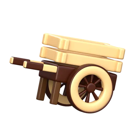 Carro de madera  3D Icon