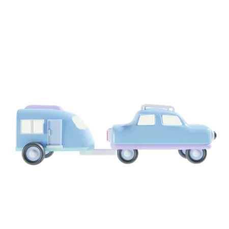 Carro e caravana  3D Icon