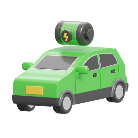 Carro elétrico com bateria cheia  3D Icon