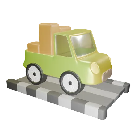 Viagens De Carro Transportando Mercadorias 3D Icon
