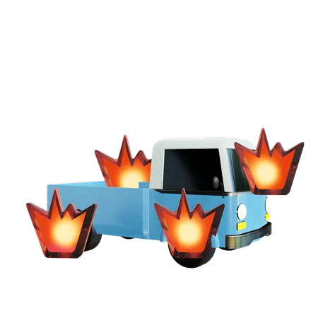 Carro em chamas  3D Icon