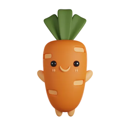 Carrot 3 D Cute Render Character 3D Icon