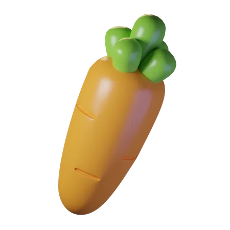 A Whole Carrot With Leaves 3D Icon
