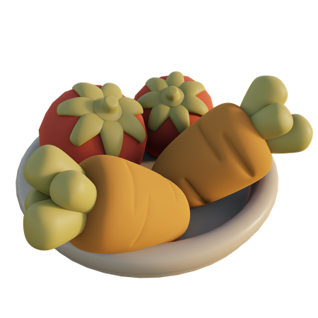 Carrot and tomato  3D Icon