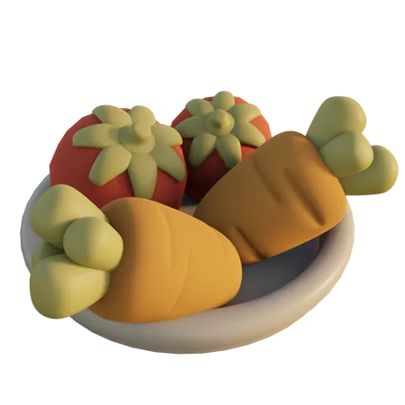 Carrot and tomato  3D Icon
