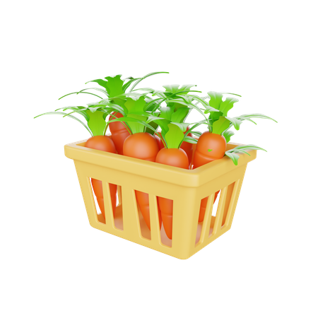 Carrot Basket  3D Illustration