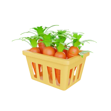 Carrot Basket  3D Illustration