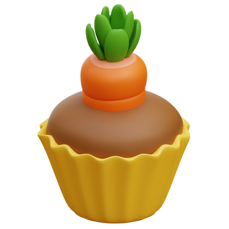 Carrot Cupcake 3D Illustration